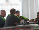 The Lux Performance crew discusses the strategy for the race.  (Photo: Jeff Boerio)