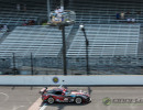 Cindi takes the checkered flag at Indianapolis. (Photo: Jeff Boerio)