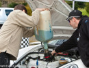 The crew tops off the fuel cell in preparation for the next track session.