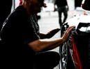 Getting the car ready to race. 