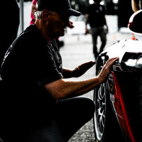 Getting the car ready to race. 