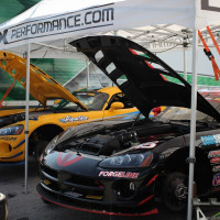 The Lux Performance Vipers welcome fans during the Caffeine & Cars promotion. (Photo: John Thawley)