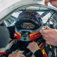 Cindi gets strapped into her office.