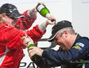 Cindi celebrates with Steve Streimer after both reached the podium in the Discount Tire Invitational race at the Utah Grand Prix (Photo: Jeff Boerio)
